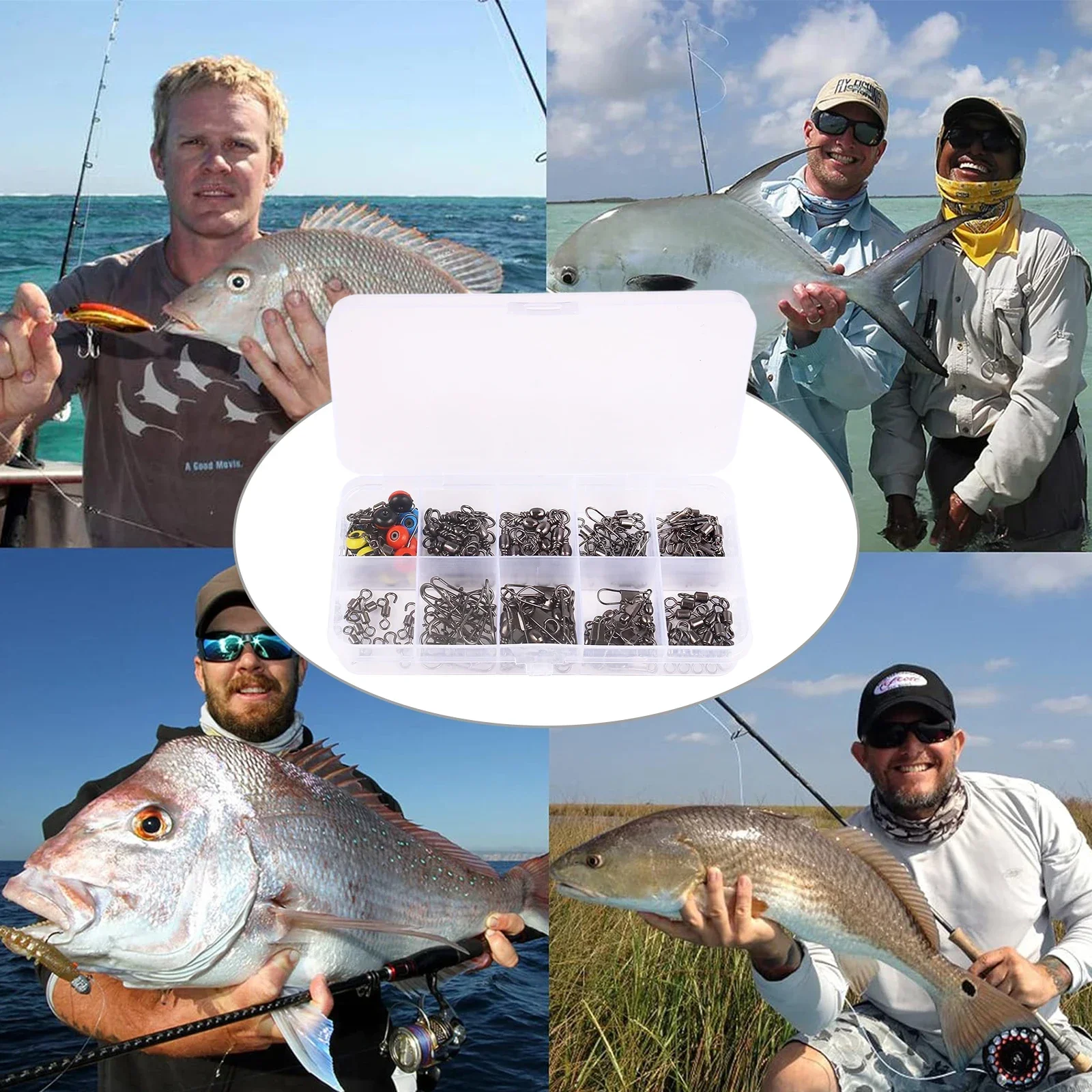 115개 낚시 스위블 커넥터 키트(박스 포함) - 볼  - Freshwater Fishing Kit 리뷰 및 가격